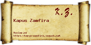 Kapus Zamfira névjegykártya